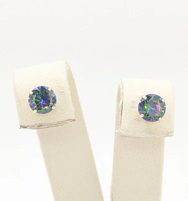 Mystic Topaz Gold-Stone Earrings 14K Yellow Gold 1g - Image 1 of 4