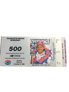 1989 NASCAR Charlotte Motor Speedway 500 Ticket Stub Ken Schrader Win - Bild 1 von 3