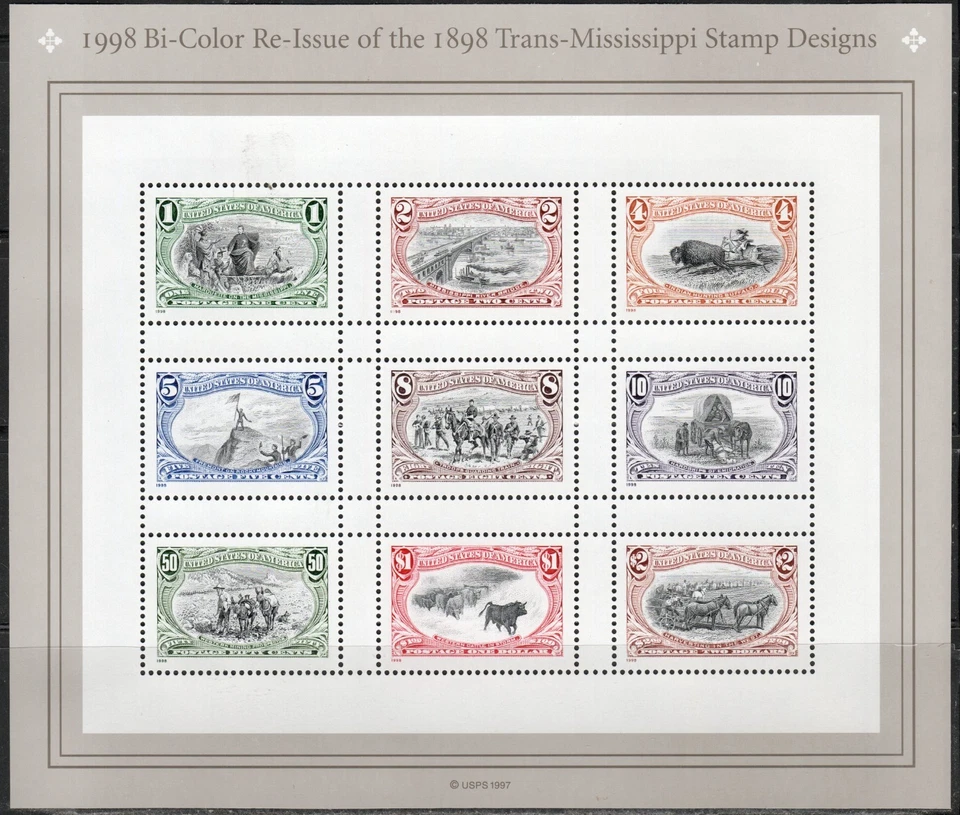 US Scott #3209, Trans-Mississippi Issue, Cent., pane of 9, MNH - Image 1 of 1