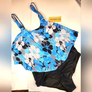 New Two Piece Blue Swimsuit Tankini 073 Slimmimg Bathing Suit Size S - Picture 1 of 9