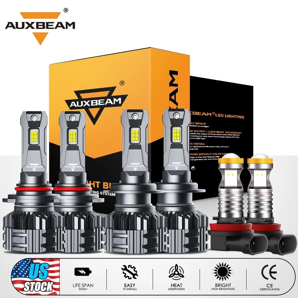 适用于斯巴鲁 Legacy 2010-14 AUXBEAM Canbus 6500K LED 车头灯高低雾灯 — 第 1/4 张图片
