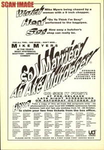 Film Advert Mike Myers SO I MARRIED AN AXE MURDERER 1990s Movie Print Ad 720//21 - Picture 1 of 1