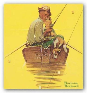 IMPRESIÓN DE ARTE DE PESCA Buscadores de peces Norman Rockwell 12x13 - Imagen 1 de 1