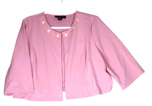 NEW Perceptions Cropped Jacket Blazer Womens XL Pink Bolero Beaded Career - Picture 1 of 7