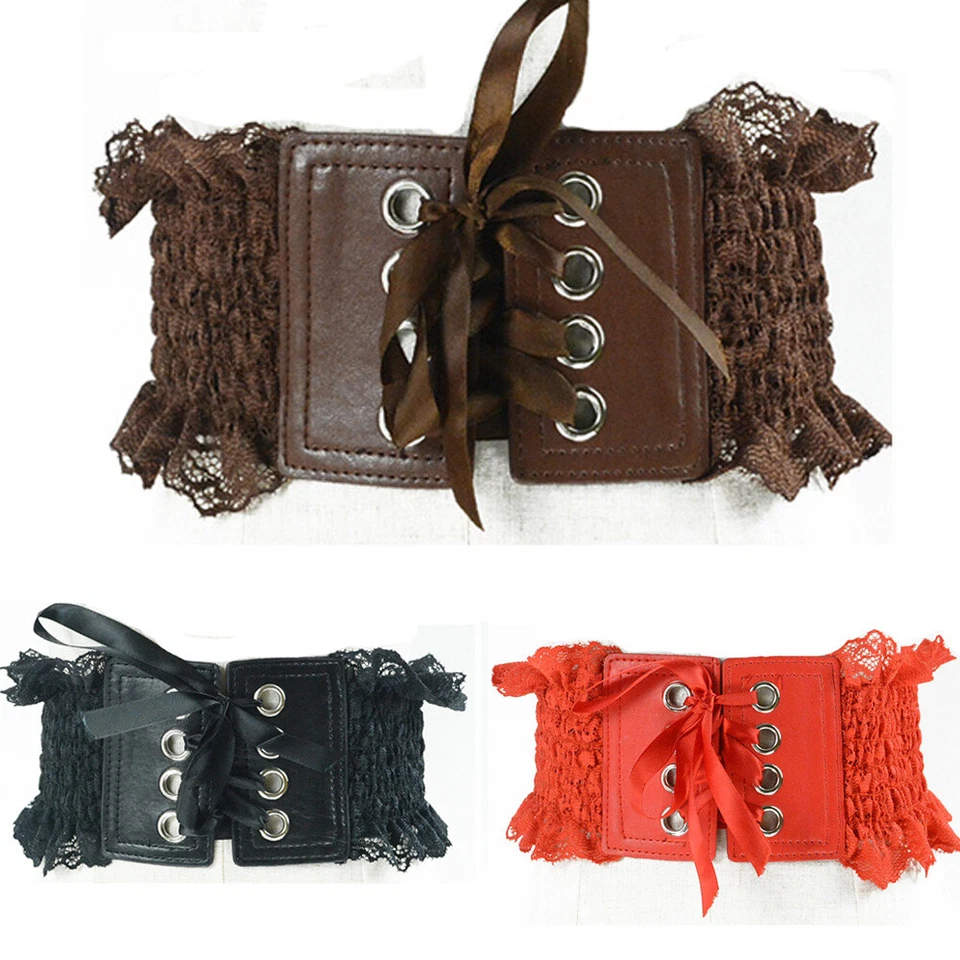 Frauen breiter Gürtel Quasten Schleife Schnalle Kleid Korsett Dehnbar Bund - Bild 1 von 4