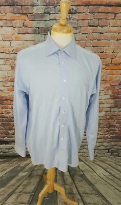 Camisa social masculina contemporânea de algodão azul com botões Eton Of Sweden US$ 255 17 43 - Imagem 1 de 4