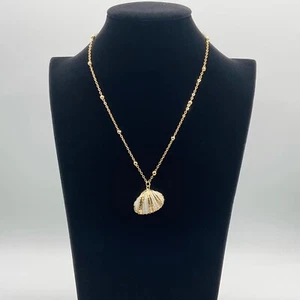 Shell Necklace Gold Plated Pendant Sea Scallop Nautical Beach Coast Gift Jewelry - Picture 1 of 7