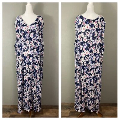 NEW Woman Within Dress Size 5X 38/40 PETITE Maxi Long Crinkle Floral Sleeveless - Image 1 of 4