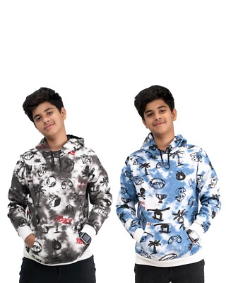 NOROZE Kids Retro Tie Dye Gaming Skateboard Print PullOver Hoodie Sweatshirt