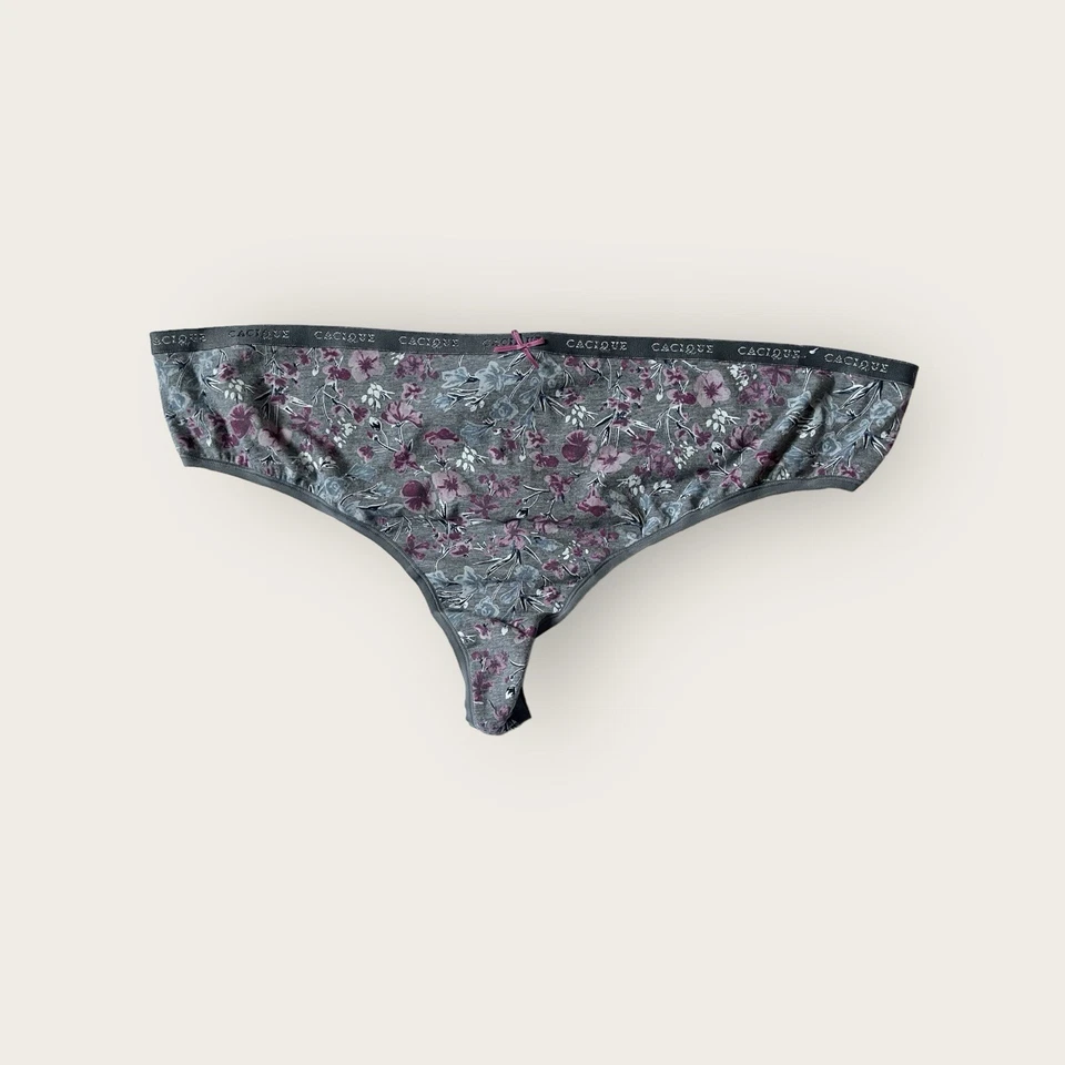 Lane Bryant Cacique 26/28 Algodón Tanga Panty Floral Pensamiento Rosa Gris (1955) Foto 1 de 1