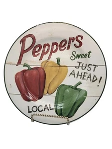 Sakura Dessert Plate Farmstand Vegetables Sweet Peppers David Carter Brown 8" - Picture 1 of 6