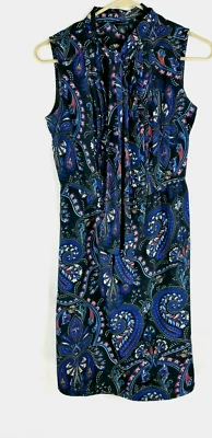 Tommy Hilfiger Floral Paisley Corbata Prendedor Plisado Vestido Mujer Talla 0 Forrado Foto 1 de 4