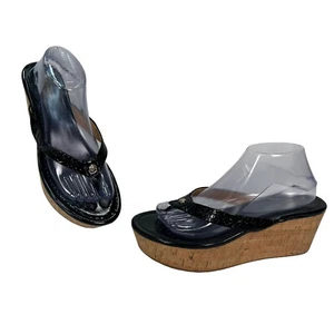 Sandalia de cuña Coach Jorgina para mujer talla 10B negra corcho alto modelo F2370 L11 - Imagen 1 de 18