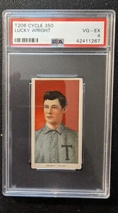 T206 Cycle 350 Lucky Wright PSA 4 VG-EX POP 3 NONE HIGHER Toledo 1909-11 - Picture 1 of 7