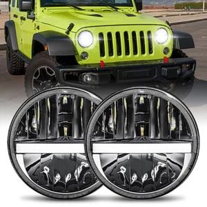 For Jeep Wrangler JK TJ LJ 1997-2018 7" Round LED Headlights Signal DRL High-Low - Picture 1 of 7