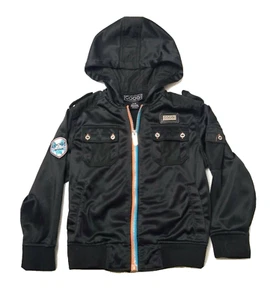 Coogi Jacke Junge 5/6 Medium Youth - schwarz, orange mit Logo hinten, durchgehender Reißverschluss, Kapuze - Bild 1 von 7