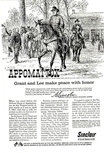 1960 Print Ad Sinclair Oil Appomattox Grant & Lee make peace with Honor Illus - Picture 1 of 1