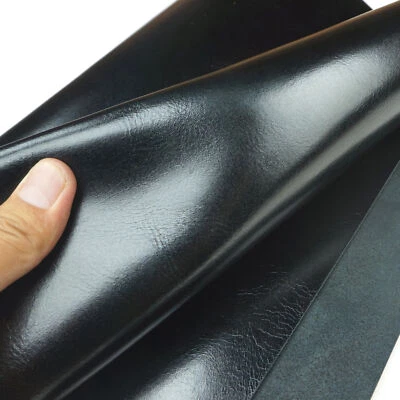 Black - Brown Glossy Leather Upholstery Cow Hide Leather Sheet piece Pre-Cut - Image 1 of 4