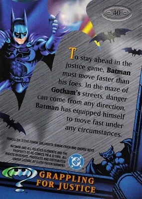 DC BATMAN FOREVER METAL Fleer 1995  Card 40, GRAPPLING FOR JUSTICE - Image 1 of 2