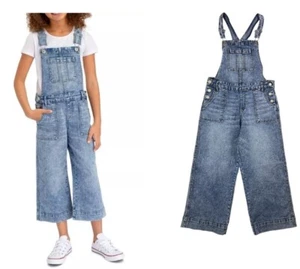 Jordache Wide Leg Cropped Overalls Youth Girls XL (14-16) Acid Wash Denim - Picture 1 of 15