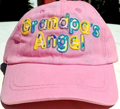 GRANDPA'S ANGEL - Embroidered Toddler's Bright Pink Cap - Grandfather Baby Gift - Image 1 of 3