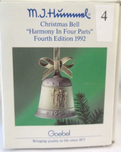 Hummel Goebel Adorno Navidad Campana Armonía Cuatro Partes #778 1992 Firmado Usado en Excelente Condición - Imagen 1 de 4
