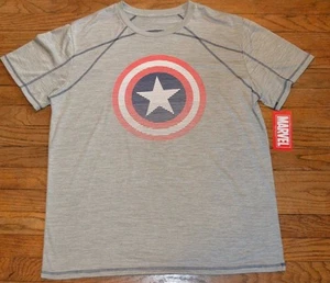 Captain America Logo Style Short Sleeve Active Wear T-Shirt Licensed Marvel Tee - Picture 1 of 2
