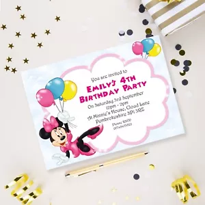 Disney Minnie Mouse 10 Personalised Birthday Party Invitations - Picture 1 of 3