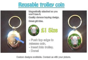 LINDO PIGLET - LLAVERO FICTICIO CARRO DE COMPRAS REUTILIZABLE £1 - GRAN IDEA DE REGALO - Imagen 1 de 1