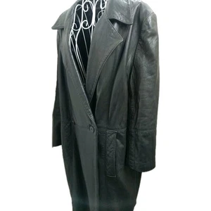 Vintage Soft Lamb Leather Long jacket, Trench, Blooms Australia Made L, UK 14 - Picture 1 of 7