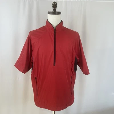 Jaqueta corta-vento FootJoy Dryjoys manga curta impermeável tamanho M 1/4 zíper tour - Imagem 1 de 4