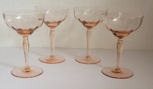 Juego de 4 cupé vintage de copa de champán rosa de la depresión - Imagen 1 de 10