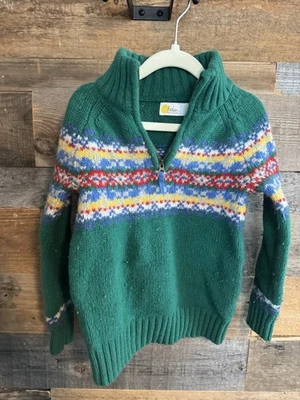 🧶 Boden Kids Fair Isle Wool Half Zip Sweater – Green Multi - Image 1 of 4