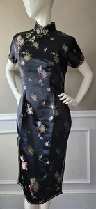 Vestido Cheongsam Tradicional Chino 40 Negro/Floral - Imagen 1 de 19