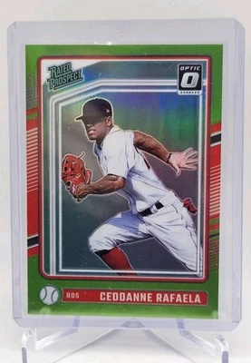 2024 Panini Donruss Optic Rated Prospects Ceddanne Rafaela #128 Lime Green /149 - Image 1 of 2