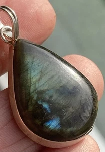 Mysterious Labradorite Necklace Pendant Only Sterling Silver 925 Handmade VTG - Picture 1 of 23
