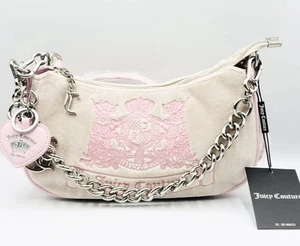Juicy Couture Twig Dogs Hobo Bag Beige Pink Velvet BNWT - Picture 1 of 14