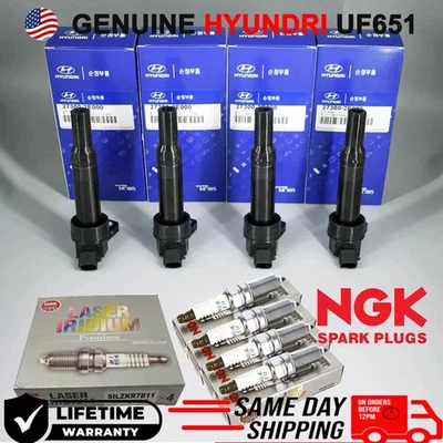 4X OEM UF651 Ignition Coils &4 NGK Spark Plugs 9723 For Hyundai Elantra Kia Soul - Image 1 of 4