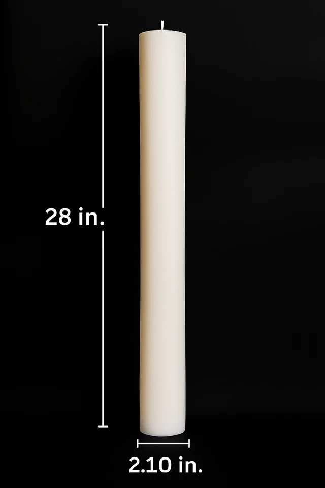 Vela blanca 28 pulgadas de alto sin perfume pilar hecho a mano - 3 opciones de ancho - boda Foto 1 de 4