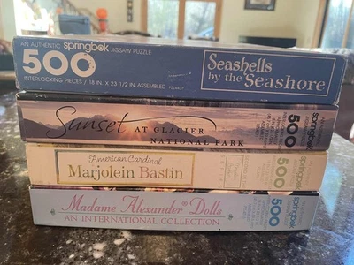 VTG Springbok Puzzle Lot of 4, all 500 pieces, all COMPLETE! - Image 1 of 4