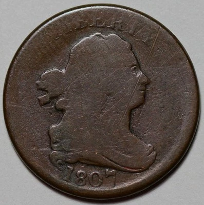 1807 Draped Bust Half Cent - Scratches - US 1/2c Copper Coin - Image 1 of 4