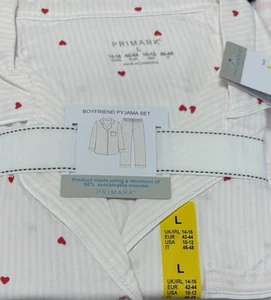 Conjunto de pijama de novio de sarga a rayas con estampado de corazón talla UK 4-24 2XS-2XL - Imagen 1 de 4