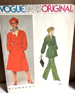 Abrigo Chaqueta Pantalones Vogue Paris Original Givenchy Misses Patrón 1287 Talla 12 Sin Cortar - Imagen 1 de 2