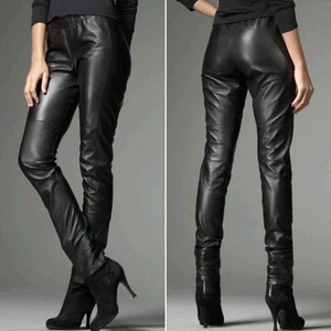 Pantalones de cuero genuino medianos exclusivos de Neiman Marcus - Imagen 1 de 8