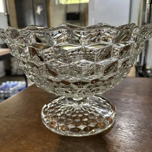 Fostoria American clear tom & Jerry punch bowl centerpiece cubist Mint - Picture 1 of 11