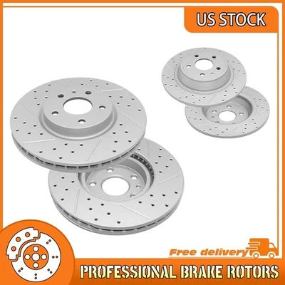 Front & Rear Drilled Brake Rotor For Ford Fusion Lincoln MKZ 2013 2014 2015-2019 - Image 1 of 4