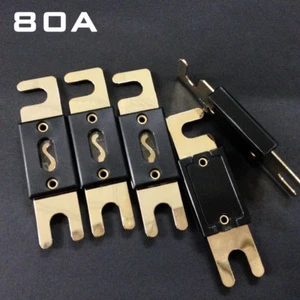 Gold Plated Flat Metal Fuse 80A 32V Slow Bolt Blade ANL Fuses For Car Audio - Picture 1 of 6