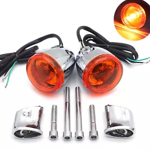 Amber Rear Turn Signal Light Indicator Narrow Bracket For Harley 02-17 FXD FXDC - Imagen 1 de 9