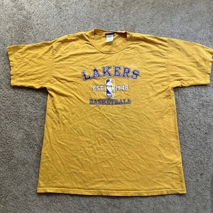 Vintage Los Angeles Lakers Shirt Men’s Extra Large Yellow Logo Spellout  Mens - Picture 1 of 14