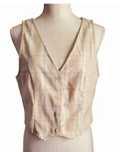 DIVIDED H&M Sz M Womens Plaid Vest Button Up - Picture 1 of 7